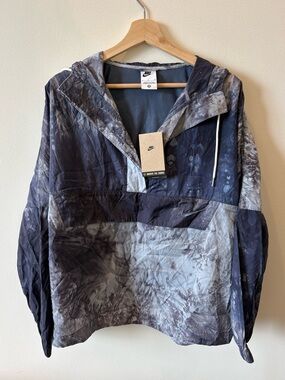 Nike Tie-Dye Navy and Light Gray Hooded Pullover